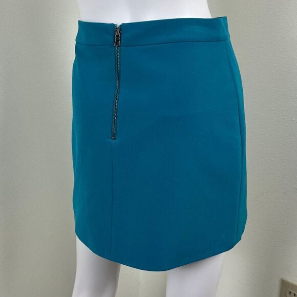 Alice + Olivia Womens Size 2 Blue Dasia Faux Wrap Mini A Line Skirt FLAWED - Picture 11 of 14